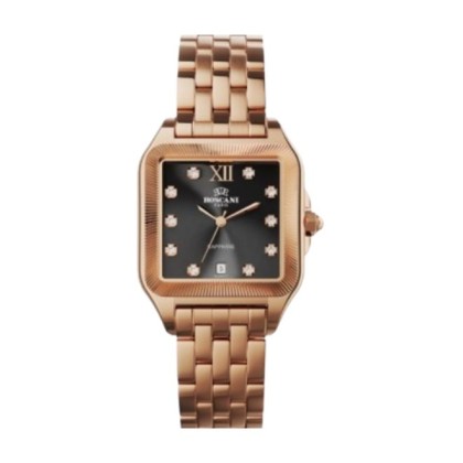 Roscani ROSW4644G3 Black Dial 29x29mm Rose Gold Stainless Steel Strap 5ATM Analog Women Watch